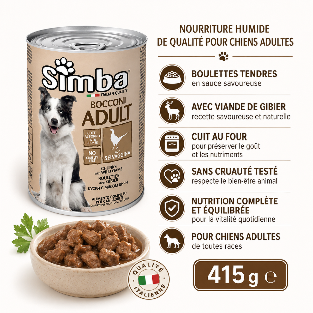 Simba Boulettes au Gibier pour Chien Adulte 415g