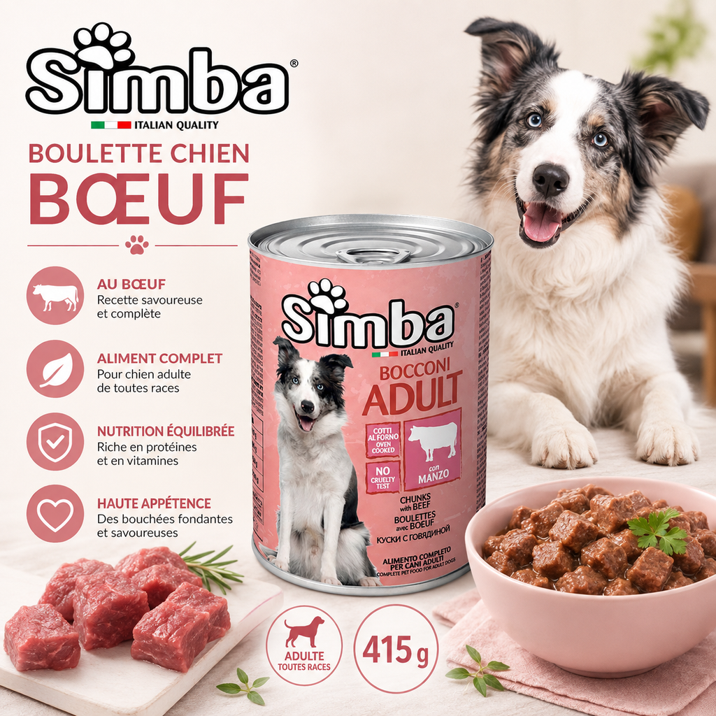 Simba Boulettes au Bœuf pour Chien Adulte 415g/1230g