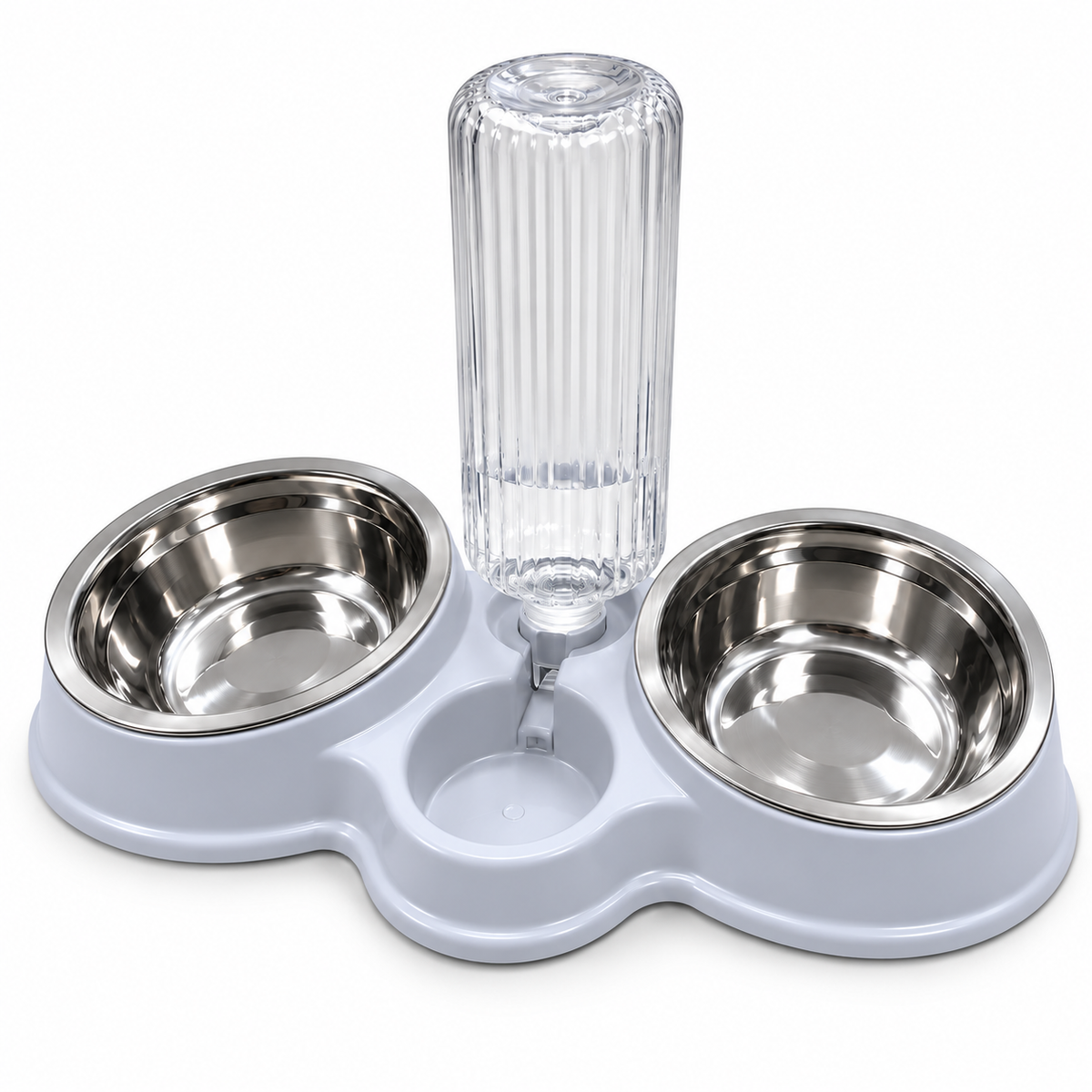 Gamelle XL Double en Inox avec Distributeur d'Eau Automatique pour Chat et Chien