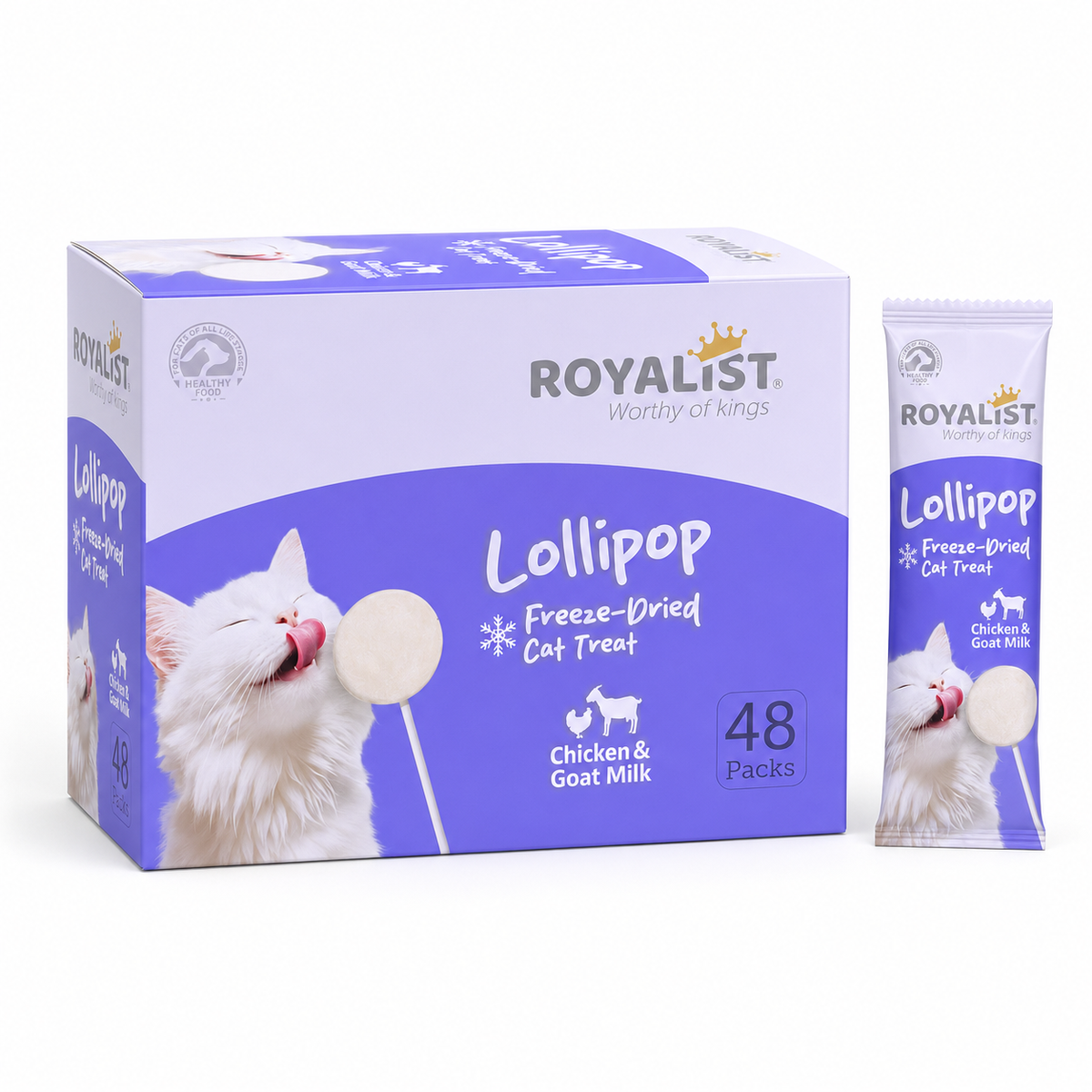 Sucette Lyophilisée pour Chat Royalist Lollipop – Friandise Premium Freeze-Dried Poulet & Lait de Chèvre, Vendu à l'Unité