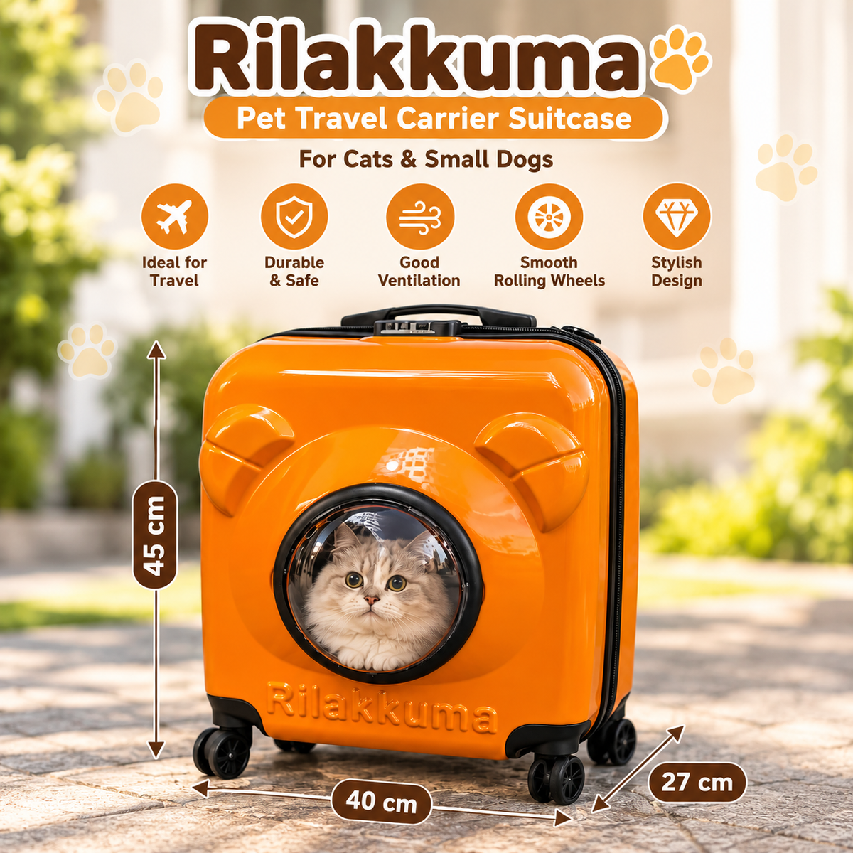 Valise de Transport à Roulettes Rilakkuma « Capsule Spatiale » pour Animaux de Compagnie (Chats Adult et Chiens)