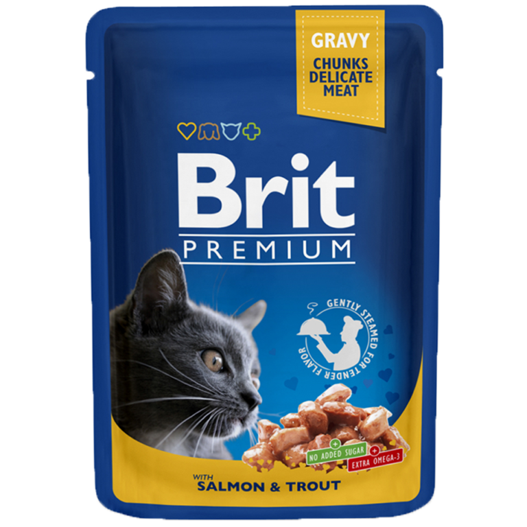 Brit Premium كيس السلمون والتراوت للقطط البالغة (100 جرام)