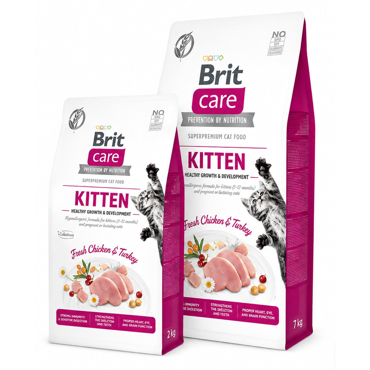 Brit Care Cat Grain-Free Kitten Healthy Growth & Development Croquettes au Poulet Frais & Dinde (2 kg / 7 kg)