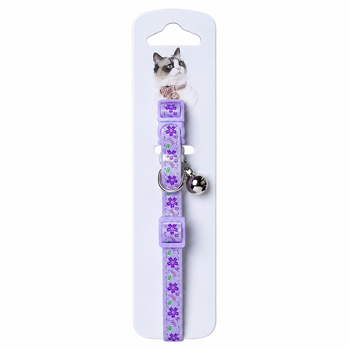 Collier Réglable Imprimé Floral avec Clochette et Écusson pour Chat