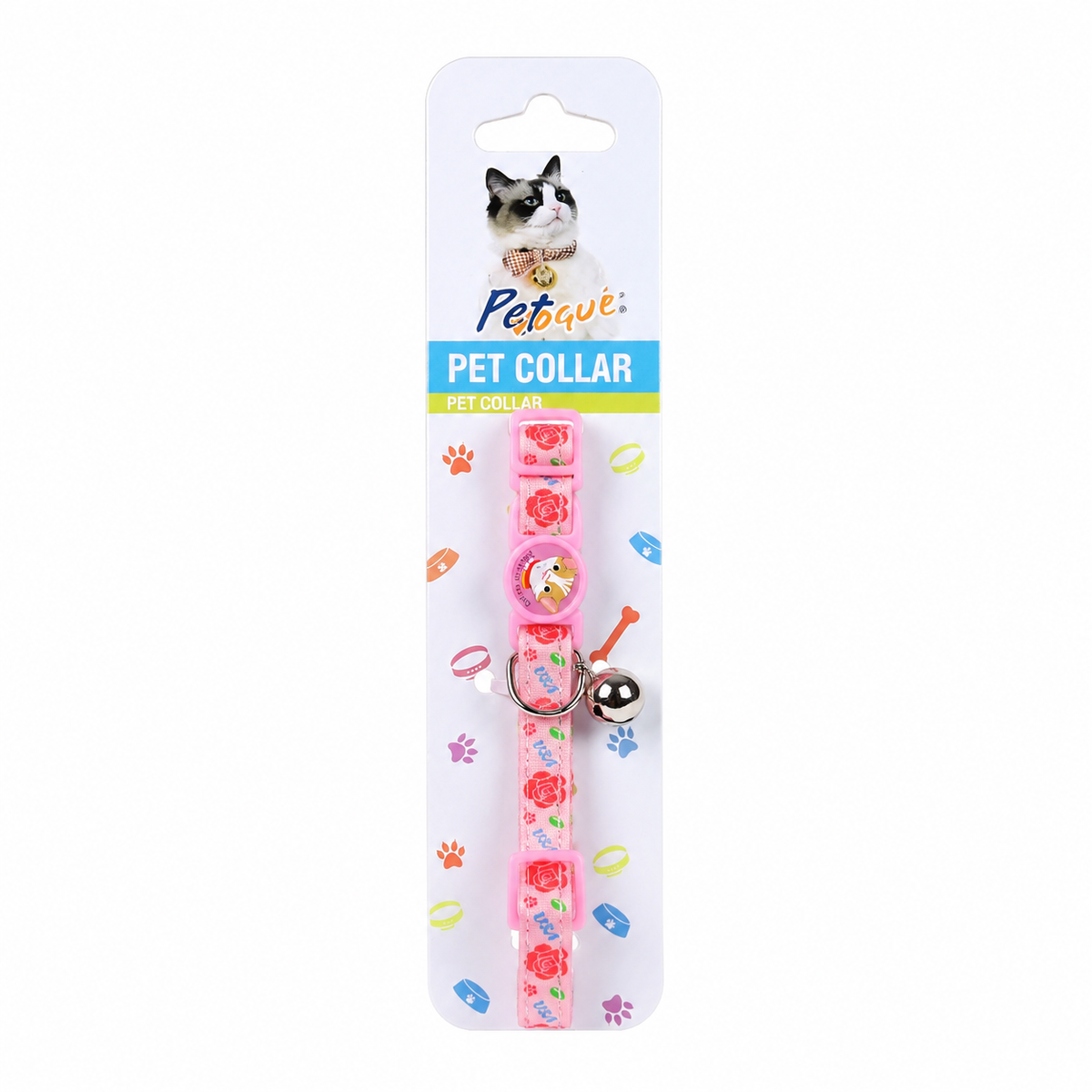 Collier Réglable Imprimé Floral avec Clochette et Écusson pour Chat