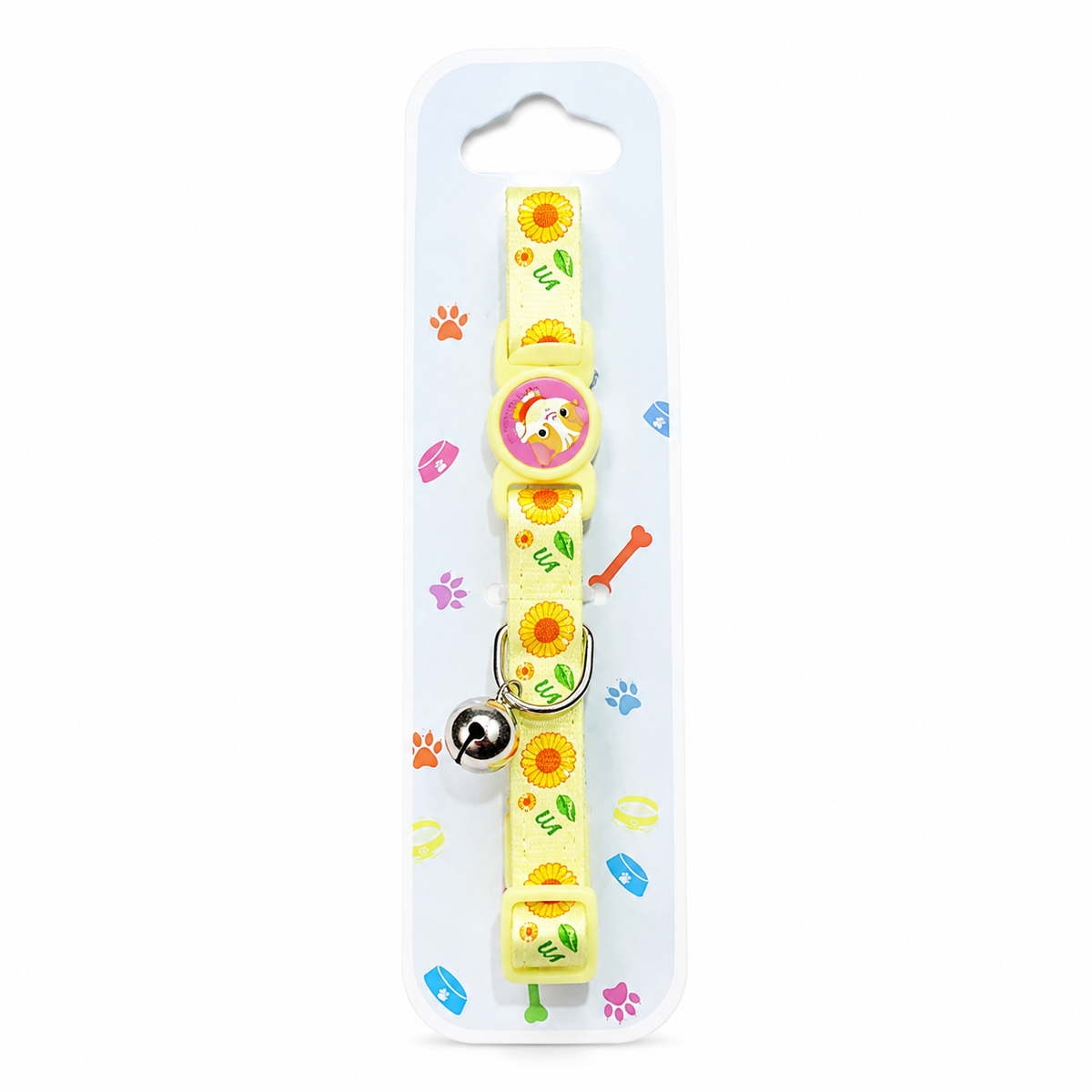 Collier Réglable Imprimé Floral avec Clochette et Écusson pour Chat