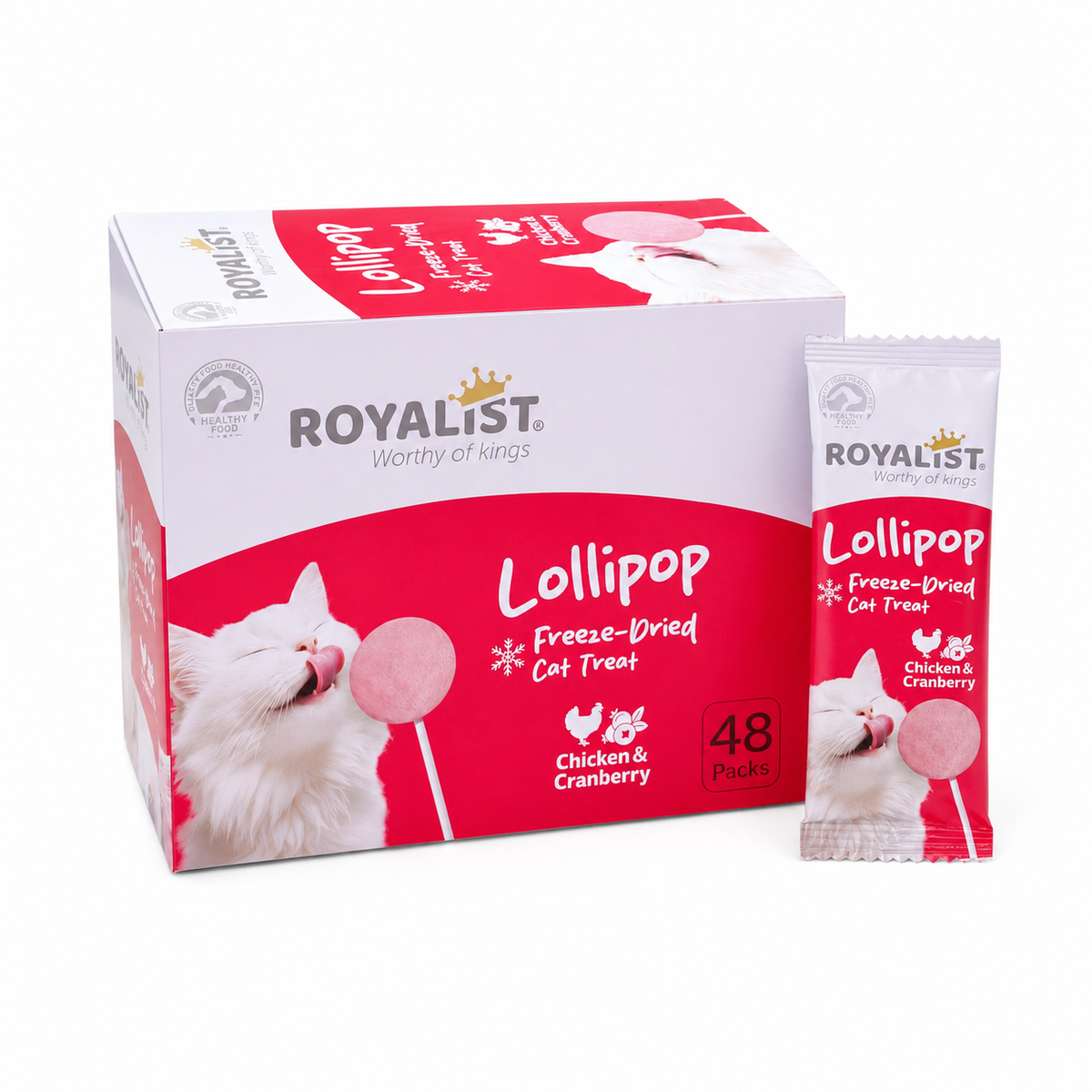 Sucette Lyophilisée pour Chat Royalist Lollipop – Friandise Premium Freeze-Dried Poulet & Canneberge, Vendu à l'Unité