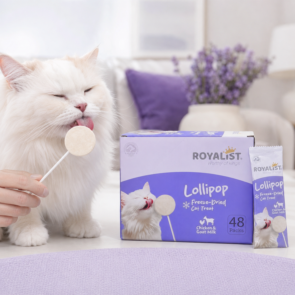 Sucette Lyophilisée pour Chat Royalist Lollipop – Friandise Premium Freeze-Dried Poulet & Lait de Chèvre, Vendu à l'Unité