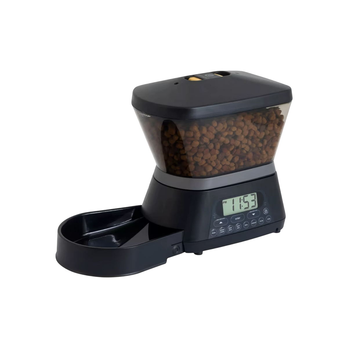 Maroc-animalerie black automated pet food feeder with digital clock and 7.5 lb capacity