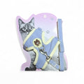 Maroc-animalerie blue and yellow cat harness with bear charm and leash, adjustable for comfort and safety.