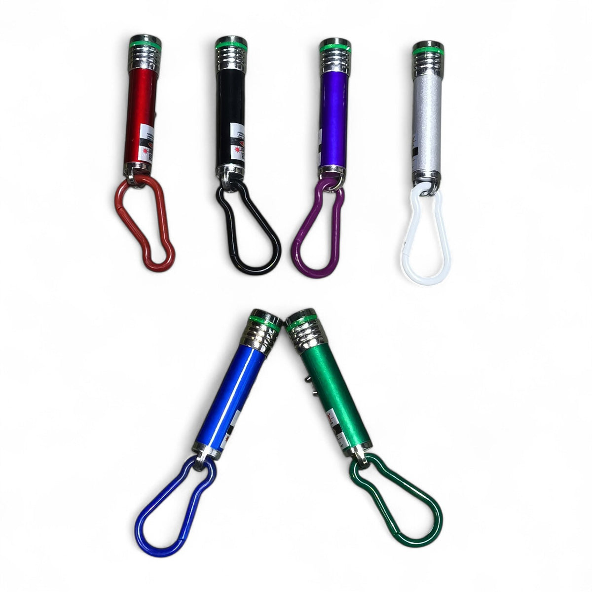 maroc-animalerie colorful aluminum alloy laser pointer toy with carabiner clip for pets and keychains.