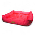 Maroc-animalerie coral rectangular pet bed with raised bolster for comfort and security.