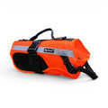 Maroc-animalerie bright orange dog life vest with reflective accents and a sturdy top handle for safety and buoyancy.
