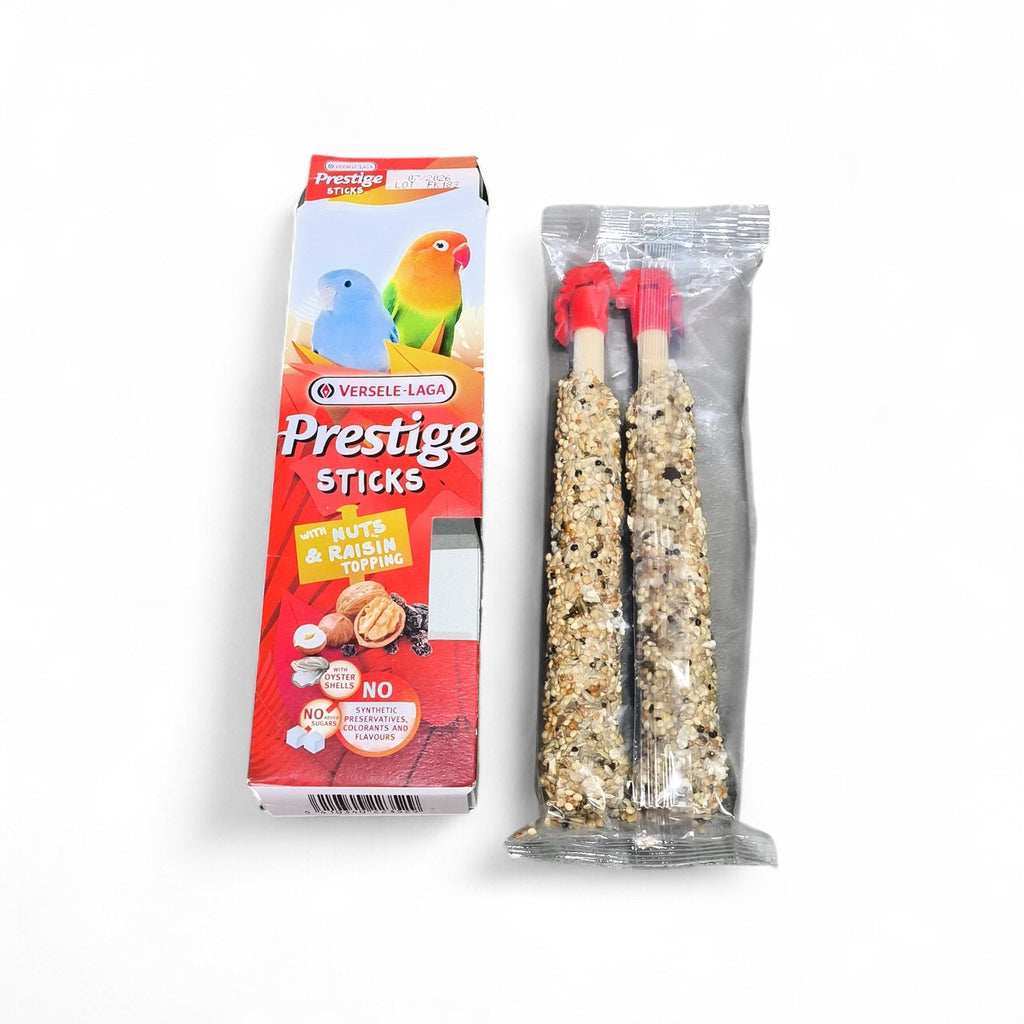 Maroc-animalerie Prestige Sticks with Nuts & Raisin Topping for parrots and small birds. Natural bird treat.