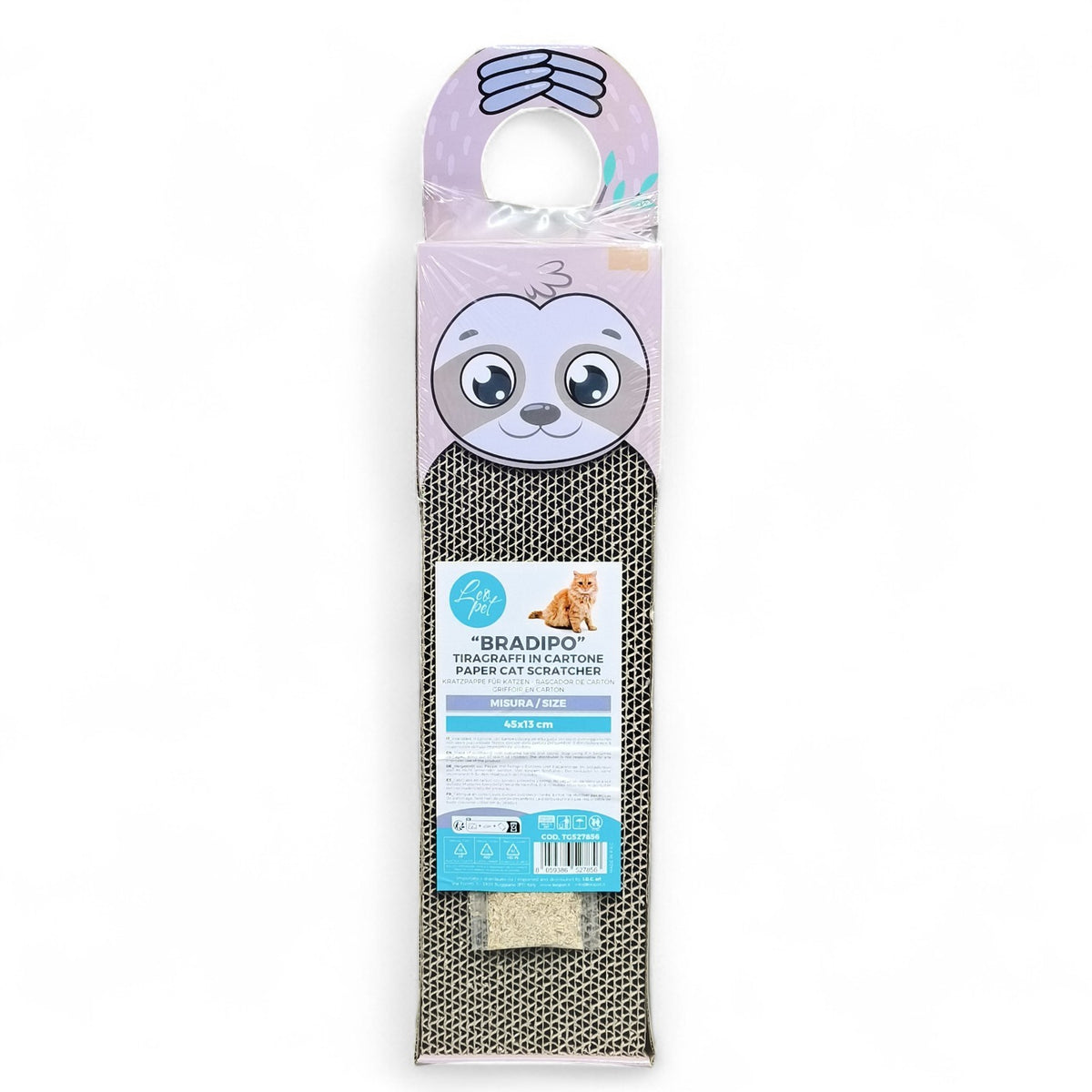 Maroc-animalerie sloth design paper cat scratcher, durable cardboard, 45x13 cm.