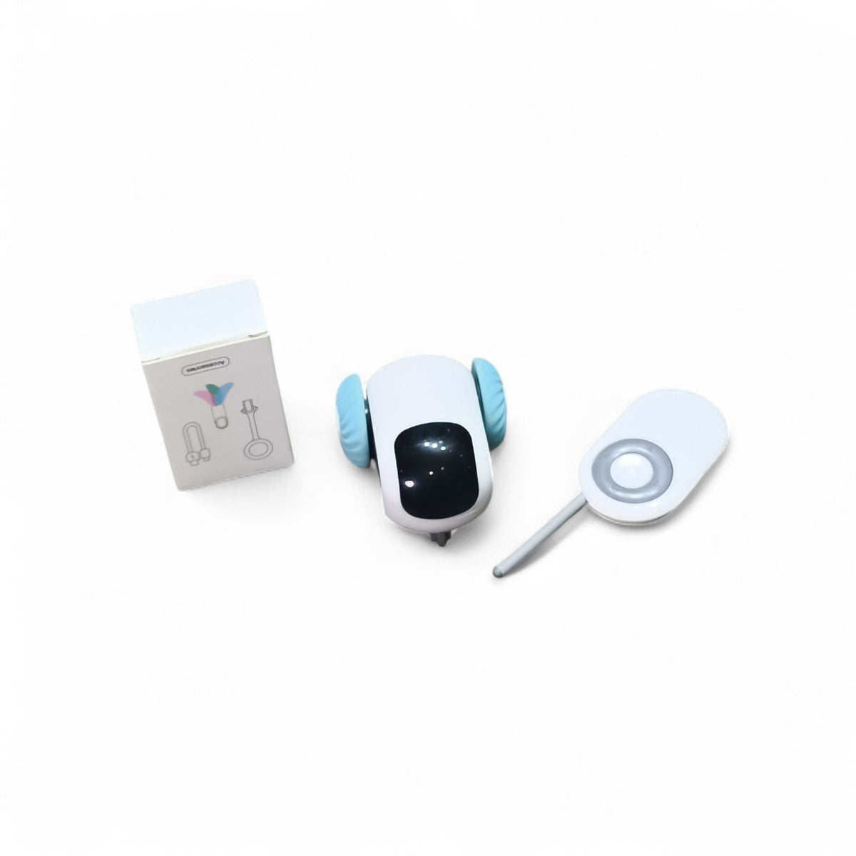 maroc-animalerie white and blue ABS plastic smart interactive robot car toy with remote control for pets.