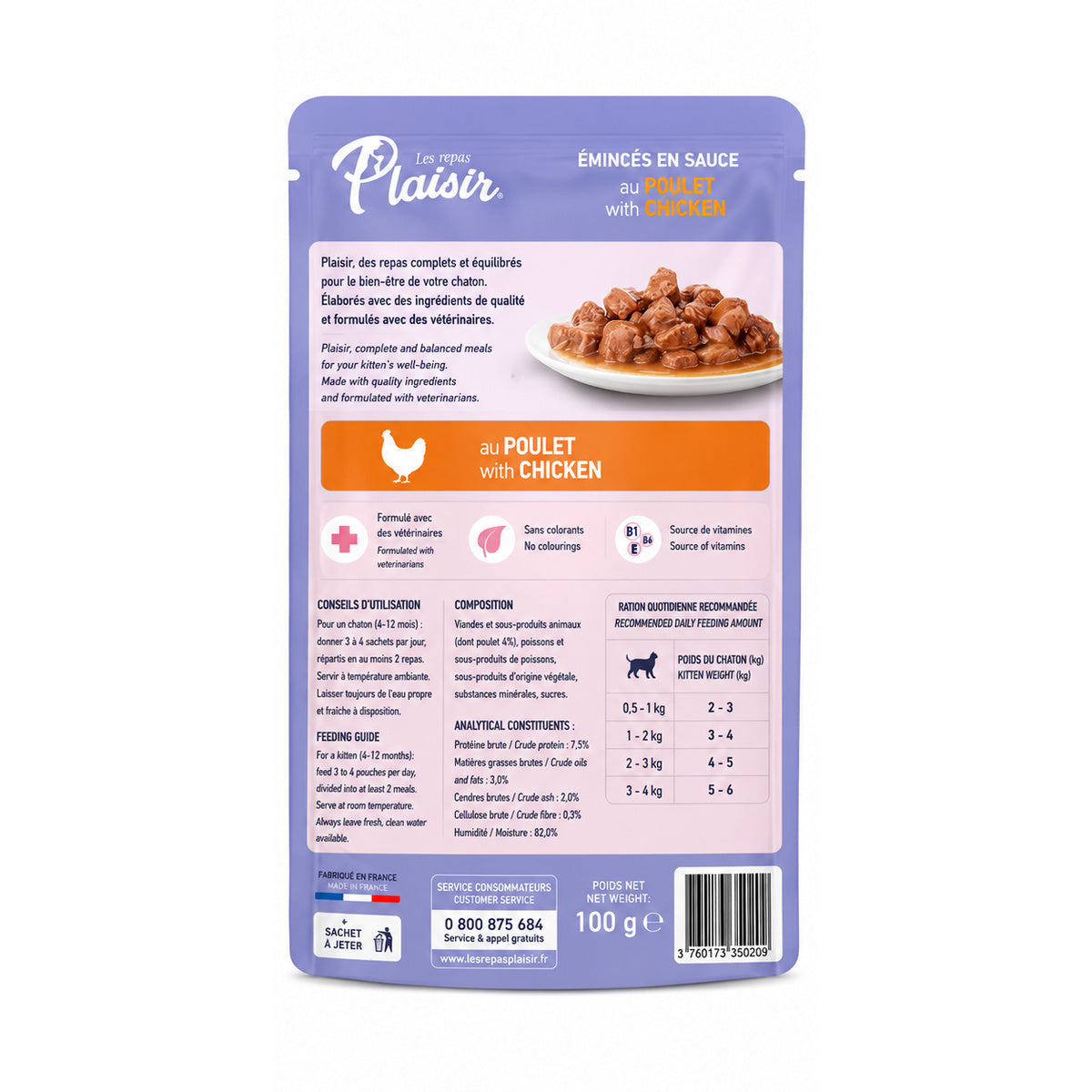 Les Repas Plaisir Émincés en Sauce Poulet Chaton (100 g)