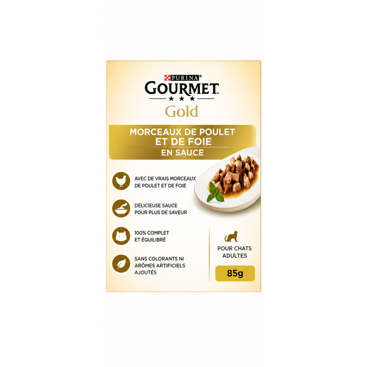 Purina Gourmet Gold Bouchées en Sauce Poulet & Foie pour Chat (85 g)