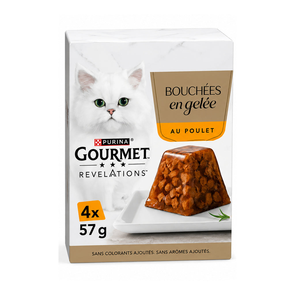 Purina Gourmet Revelations قطع دجاج في الجيلي للقطط (4 × 57 جم)