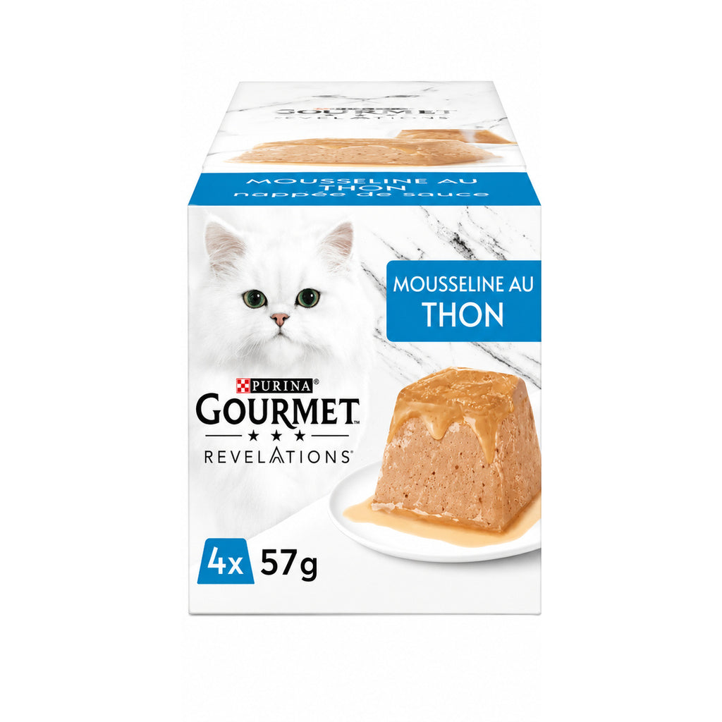 Purina Gourmet Revelations Mousseline au Thon Nappée de Sauce pour Chat (4 x 57 g)