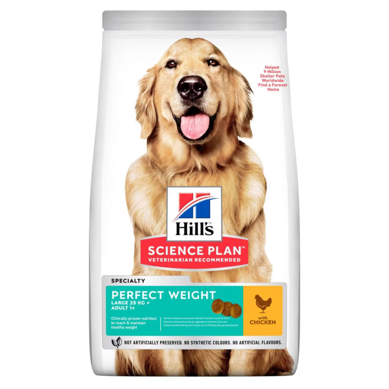 Croquettes Hill’s Science Plan Chien Adulte Perfect Weight Grande Race au Poulet (12kg)