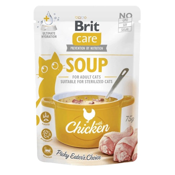 Brit Care Cat حساء الدجاج للقطط البالغة والمعقمة (75 غ)