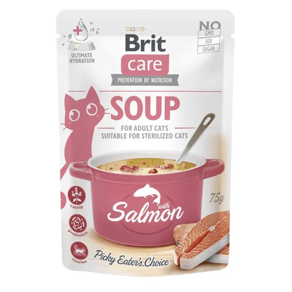 Brit Care Cat حساء السلمون للقطط البالغة والمعقمة (75 جرام)