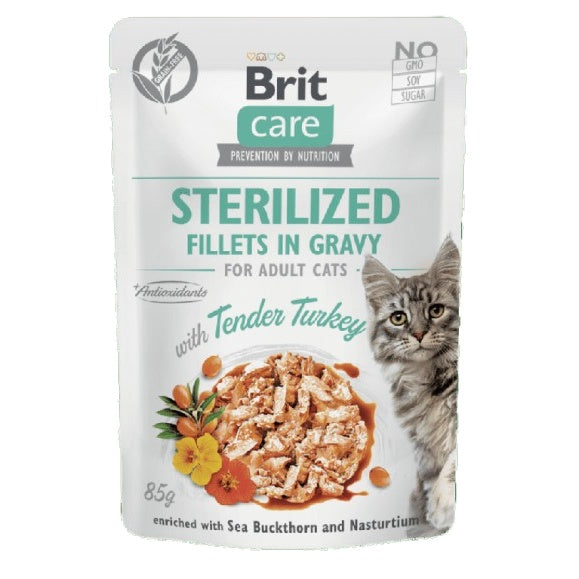 Brit Care كيس شرائح معقمة بالمرقة ديك رومي (85 غ)
