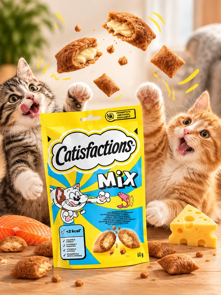 Catisfactions Mix – Friandises Craquantes au Saumon et Fromage pour Chat