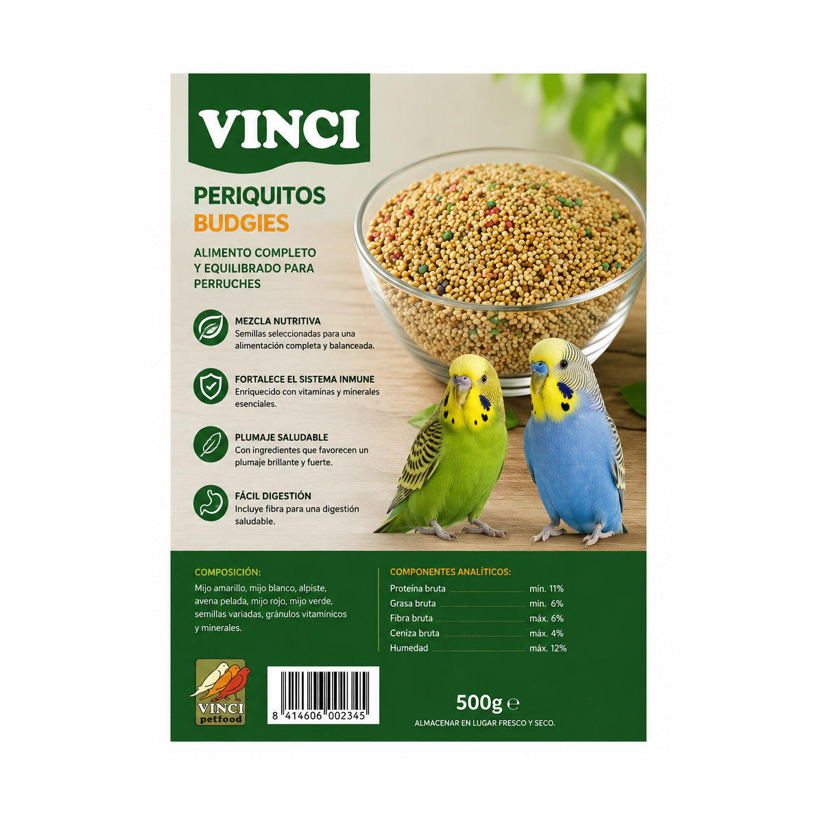 Mélange de Graines Vinci Periquitos – Aliment Complet pour Perruches (500g/1kg)